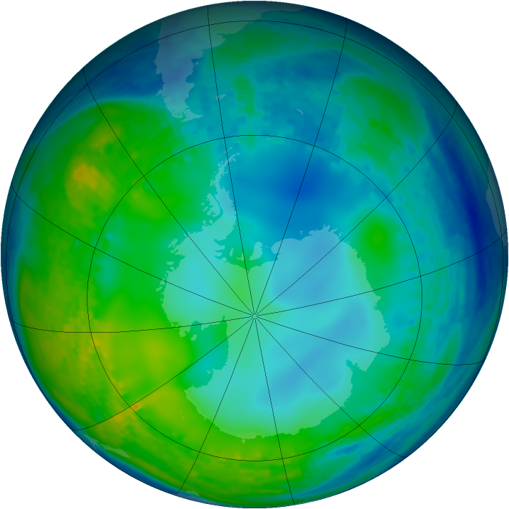 Antarctic ozone map for 02 June 2004